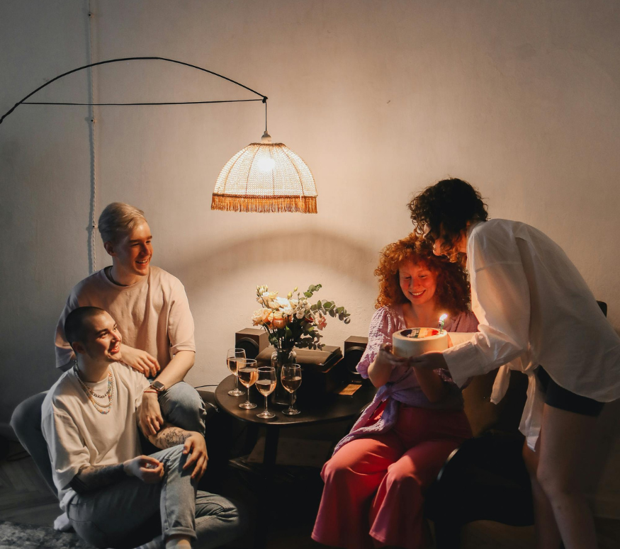 Family viewing graduate album